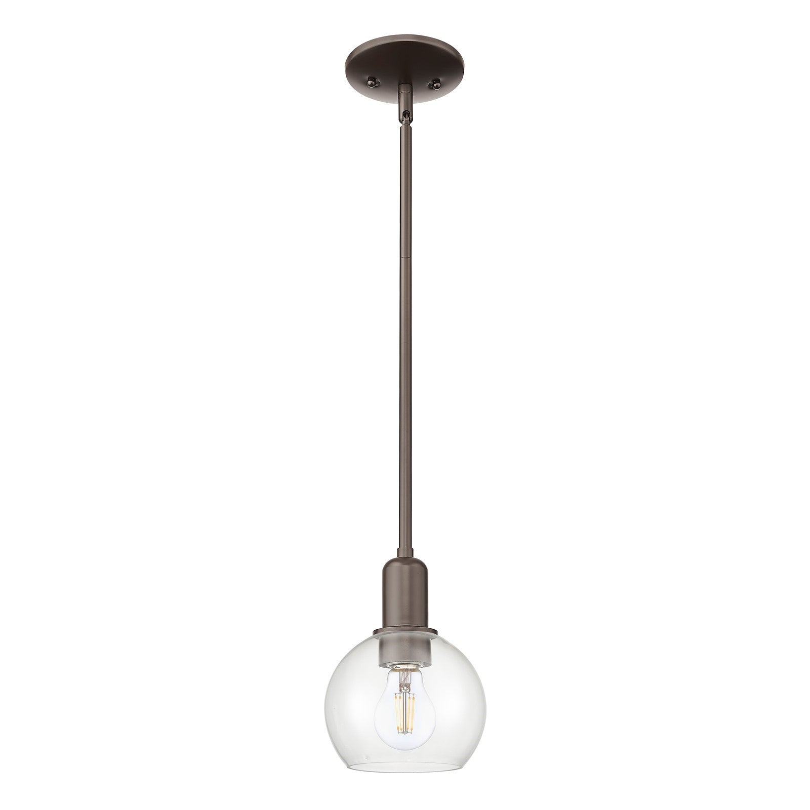 Innovations Athens 6in 1-Light Mini Pendant | Industrial Oil Rubbed Bronze Steel and Clear Glass | Kitchen Island & Dining Room | Model 716-1S-OB-G122-6
