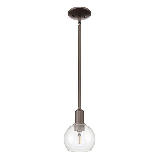 Innovations Athens 6in 1-Light Mini Pendant | Industrial Oil Rubbed Bronze Steel and Clear Glass | Kitchen Island & Dining Room | Model 716-1S-OB-G122-6