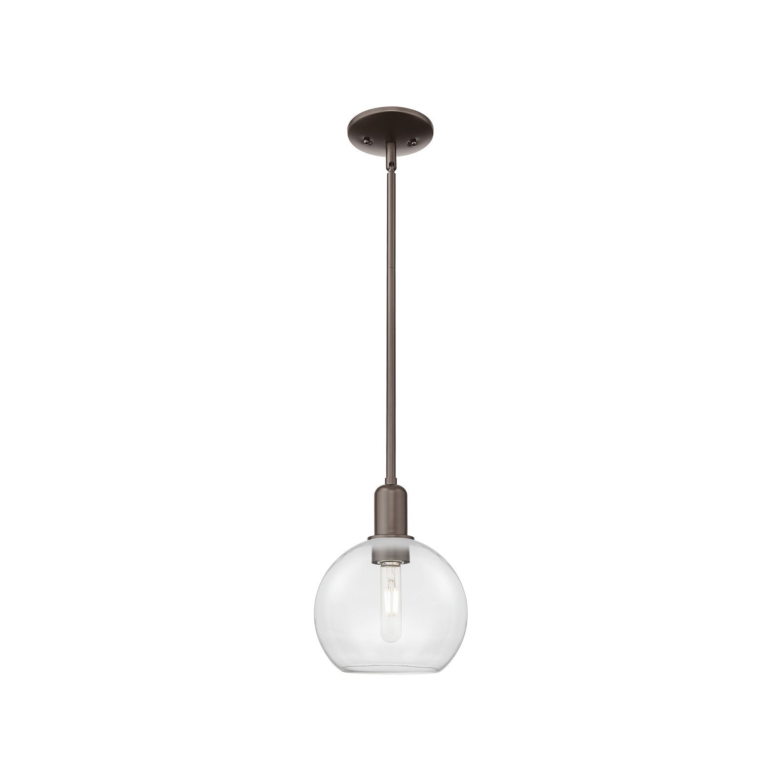Innovations Athens 8in 1-Light Mini Pendant | Industrial Oil Rubbed Bronze Steel and Clear Glass | Kitchen Island & Dining Room | Model 716-1S-OB-G122-8