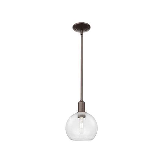 Innovations Athens 8in 1-Light Mini Pendant | Industrial Oil Rubbed Bronze Steel and Clear Glass | Kitchen Island & Dining Room | Model 716-1S-OB-G122-8
