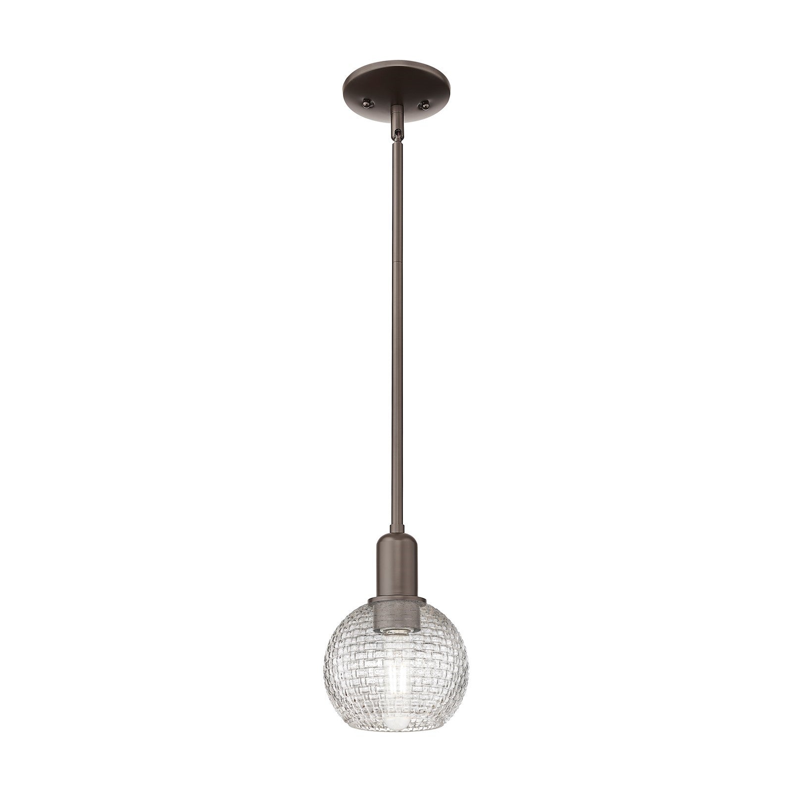 Innovations Athens 6in 1-Light Mini Pendant | Industrial Oil Rubbed Bronze and Clear Basket Weave Glass | Kitchen Island & | Model 716-1S-OB-G122C-6CL