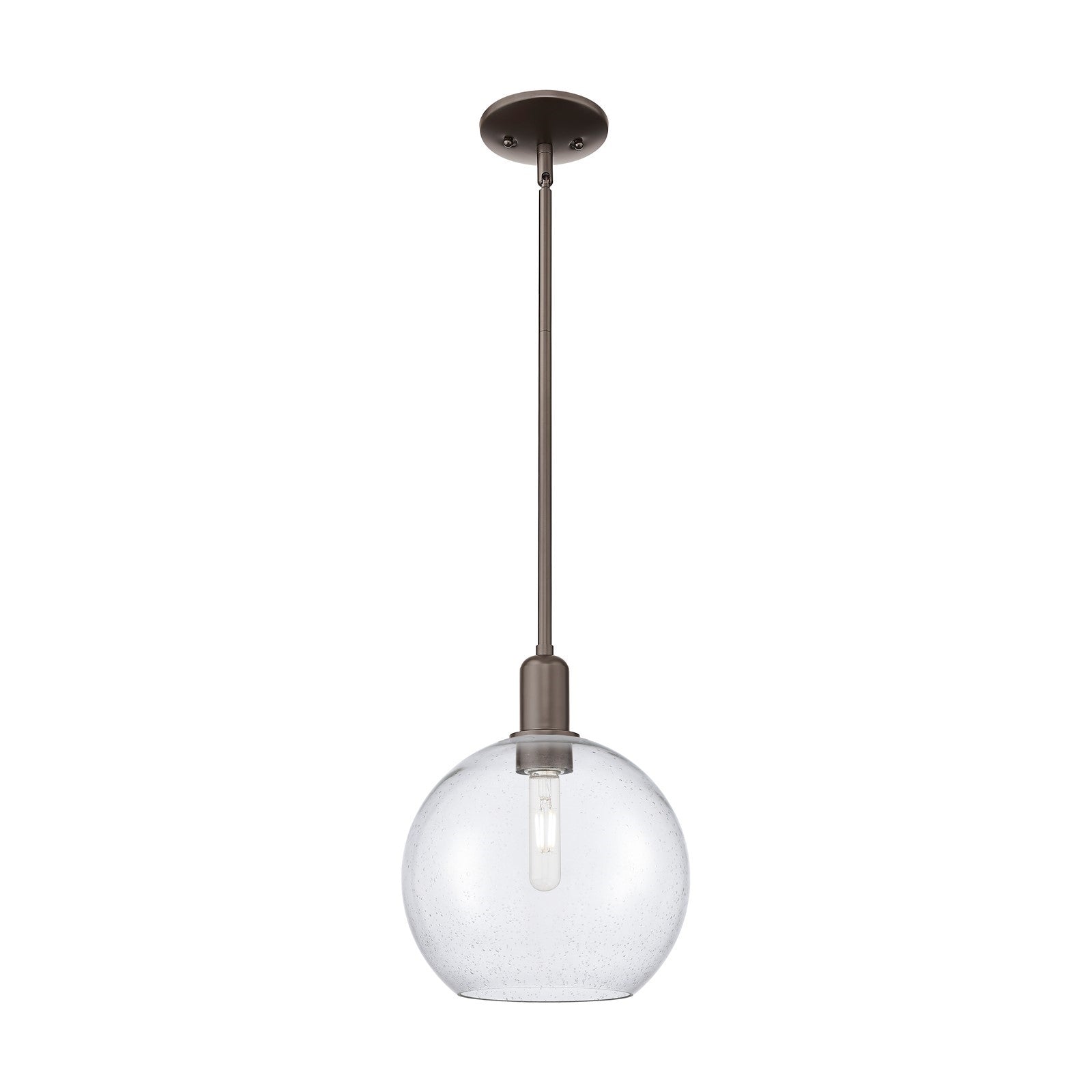 Innovations Athens 10in 1-Light Mini Pendant | Industrial Oil Rubbed Bronze Steel and Seedy Glass | Kitchen Island & Dining Room | Model 716-1S-OB-G124-10