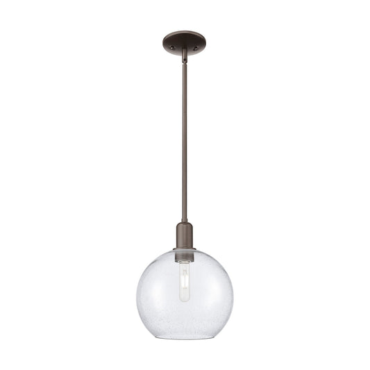 Innovations Athens 10in 1-Light Mini Pendant | Industrial Oil Rubbed Bronze Steel and Seedy Glass | Kitchen Island & Dining Room | Model 716-1S-OB-G124-10