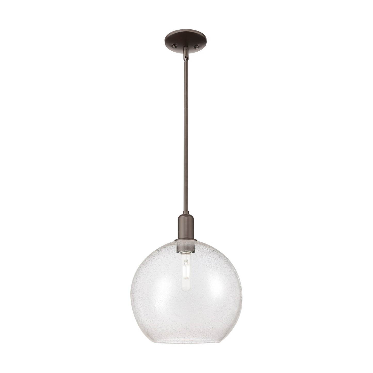 Innovations Athens 12in 1-Light Mini Pendant | Industrial Oil Rubbed Bronze Steel and Seedy Glass | Kitchen Island & Dining Room | Model 716-1S-OB-G124-12