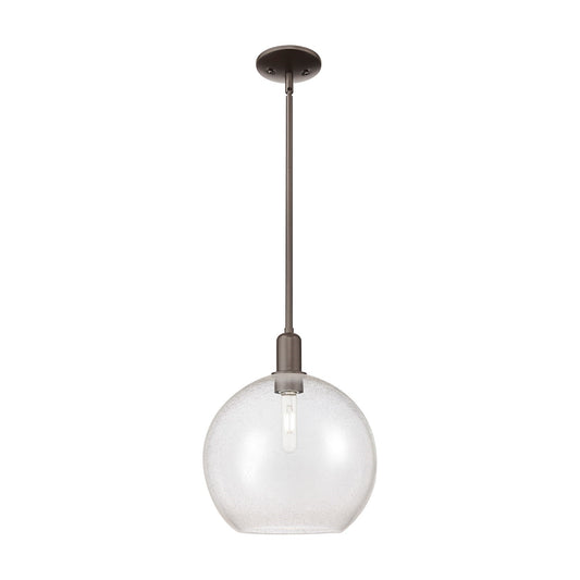 Innovations Athens 12in 1-Light Mini Pendant | Industrial Oil Rubbed Bronze Steel and Seedy Glass | Kitchen Island & Dining Room | Model 716-1S-OB-G124-12