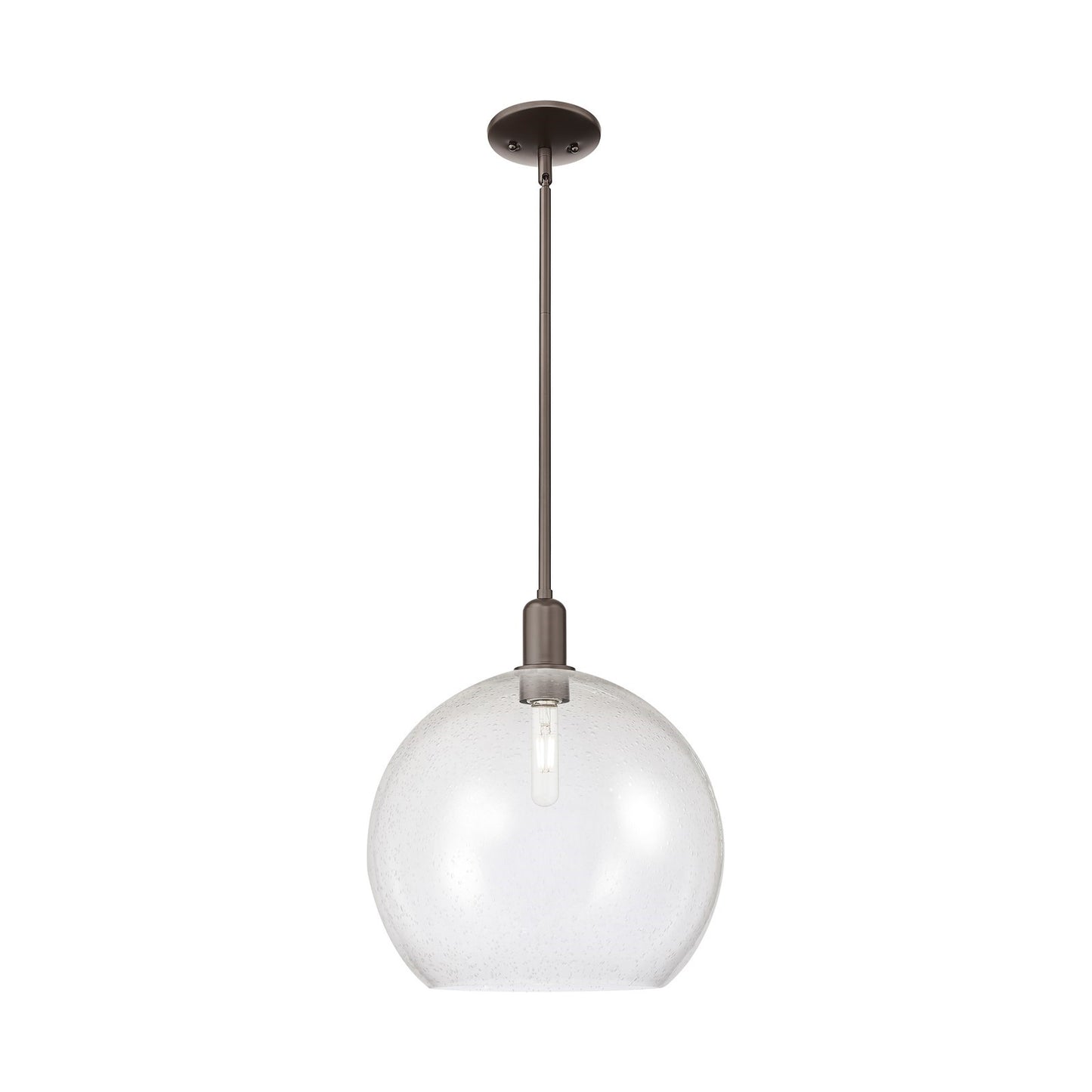 Innovations Athens 14in 1-Light Mini Pendant | Industrial Oil Rubbed Bronze Steel and Seedy Glass Globe | Kitchen Island & | Model 716-1S-OB-G124-14