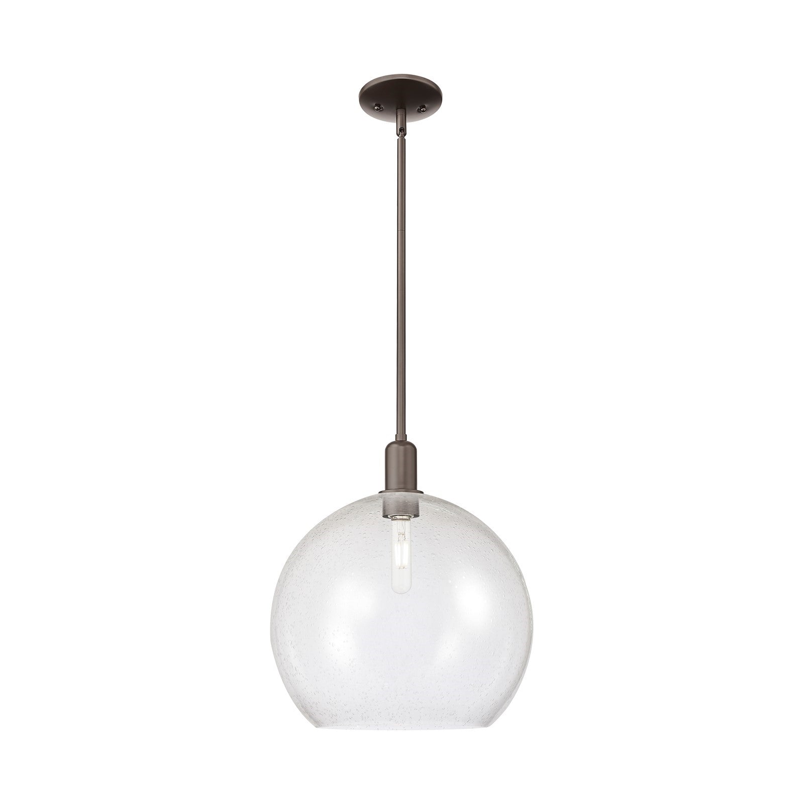 Innovations Athens 14in 1-Light Mini Pendant | Industrial Oil Rubbed Bronze Steel and Seedy Glass Globe | Kitchen Island & | Model 716-1S-OB-G124-14
