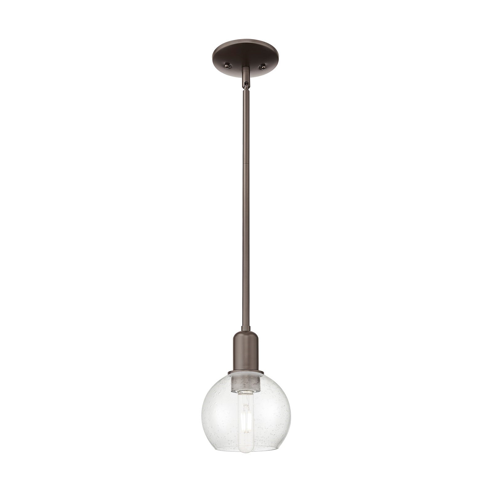 Innovations Athens 6in 1-Light Mini Pendant | Industrial Oil Rubbed Bronze and Seedy Glass | Kitchen Island & Dining Room | 5.88 | Model 716-1S-OB-G124-6