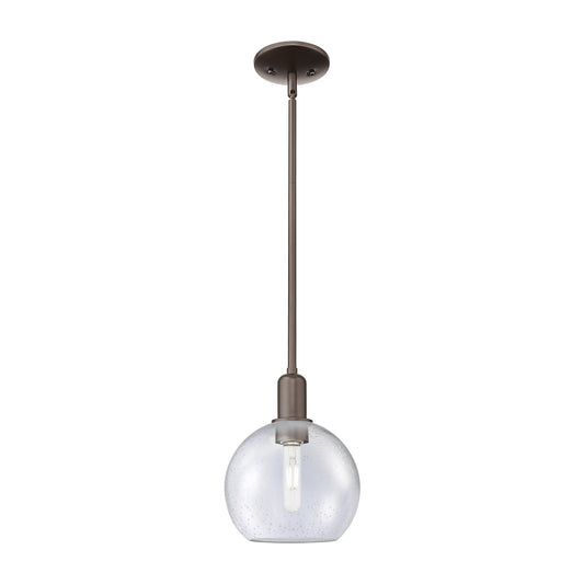 Innovations Lighting Athens 8in 1-Light Mini Pendant | Industrial Oil Rubbed Bronze Steel and Seedy Glass | Kitchen Island | 8 x | Model 716-1S-OB-G124-8
