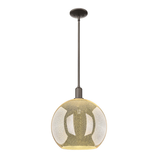 Innovations Athens 14in 1-Light Mini Pendant | Industrial Oil Rubbed Bronze Steel and Mercury Glass | Kitchen Island & Dining | Model 716-1S-OB-G128-14