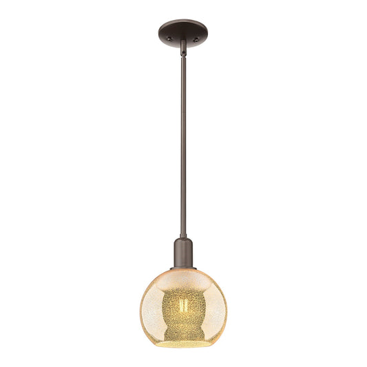 Innovations Athens 8in 1-Light Mini Pendant | Industrial Oil Rubbed Bronze Steel and Mercury Glass | Kitchen Island & Dining Room | Model 716-1S-OB-G128-8