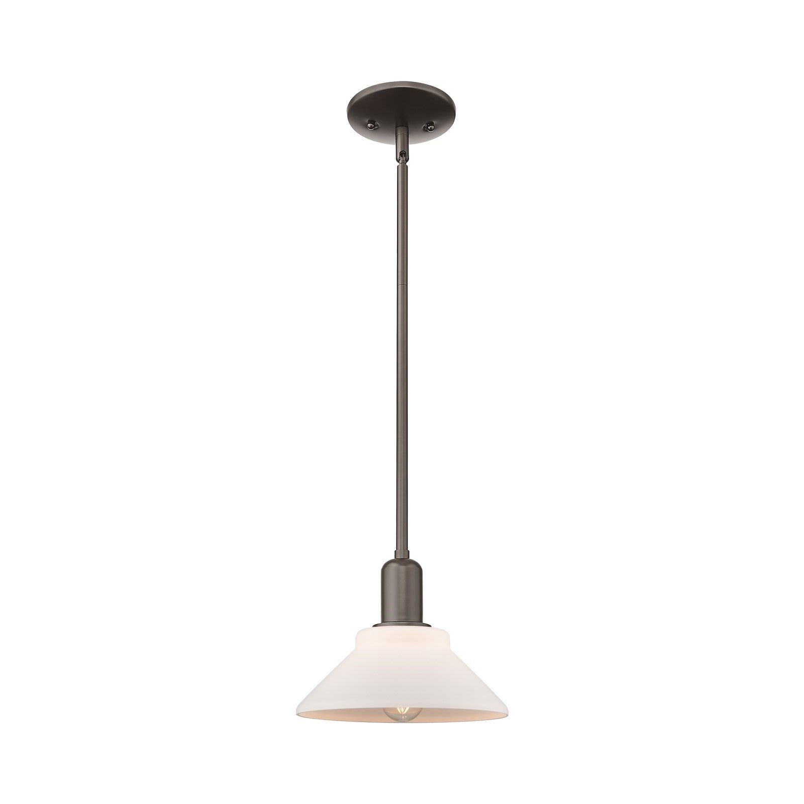 Innovations Orwell 8in 1-Light Mini Pendant | Industrial Oil Rubbed Bronze Steel and Matte White Glass | Kitchen Island & Dining | Model 716-1S-OB-G131
