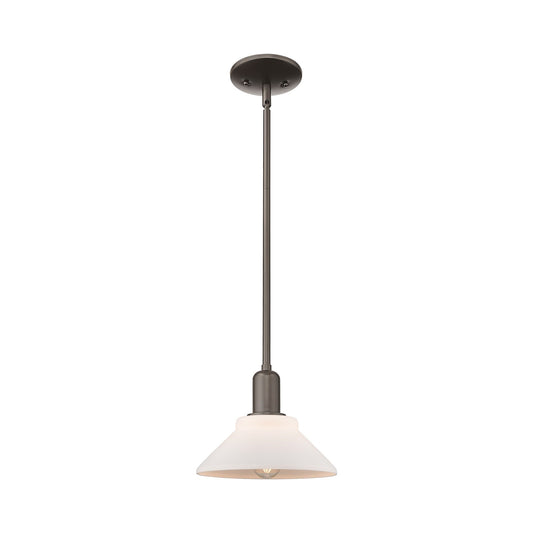 Innovations Orwell 8in 1-Light Mini Pendant | Industrial Oil Rubbed Bronze Steel and Matte White Glass | Kitchen Island & Dining | Model 716-1S-OB-G131