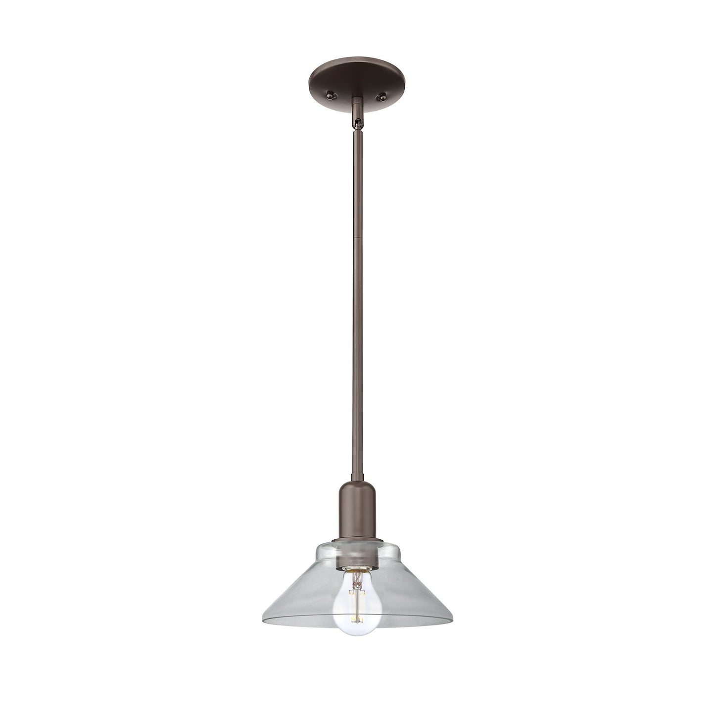 Innovations Orwell 8in 1-Light Mini Pendant | Industrial Oil Rubbed Bronze Steel and Clear Glass | Kitchen Island & Dining Room | Model 716-1S-OB-G132