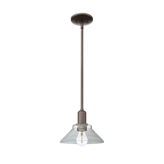 Innovations Orwell 8in 1-Light Mini Pendant | Industrial Oil Rubbed Bronze Steel and Clear Glass | Kitchen Island & Dining Room | Model 716-1S-OB-G132