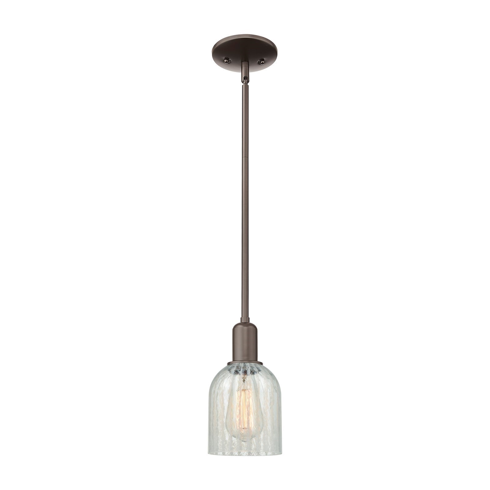 Innovations Caledonia 5in 1-Light Mini Pendant | Industrial Oil Rubbed Bronze Steel and Mouchette Glass | Kitchen Island & Dining | Model 716-1S-OB-G2511