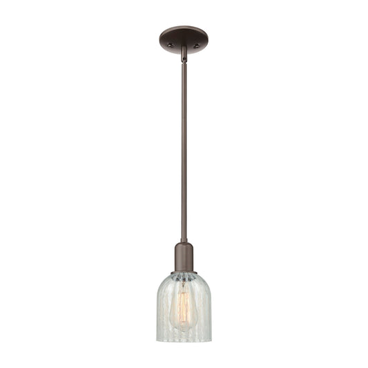 Innovations Caledonia 5in 1-Light Mini Pendant | Industrial Oil Rubbed Bronze Steel and Mouchette Glass | Kitchen Island & Dining | Model 716-1S-OB-G2511