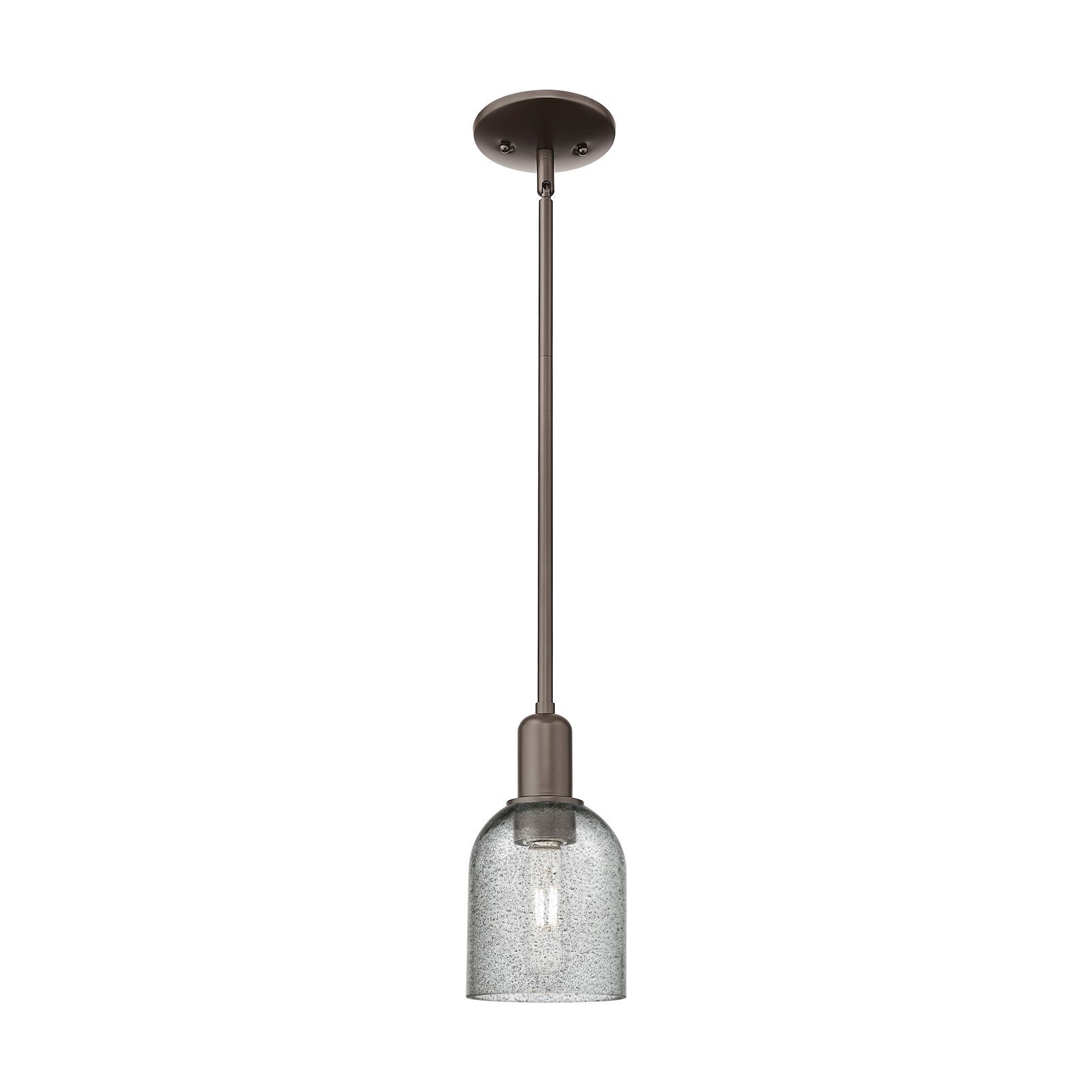 Innovations Caledonia 5in 1-Light Mini Pendant | Industrial Oil Rubbed Bronze Steel and Charcoal Glass | Kitchen Island & Dining | Model 716-1S-OB-G257