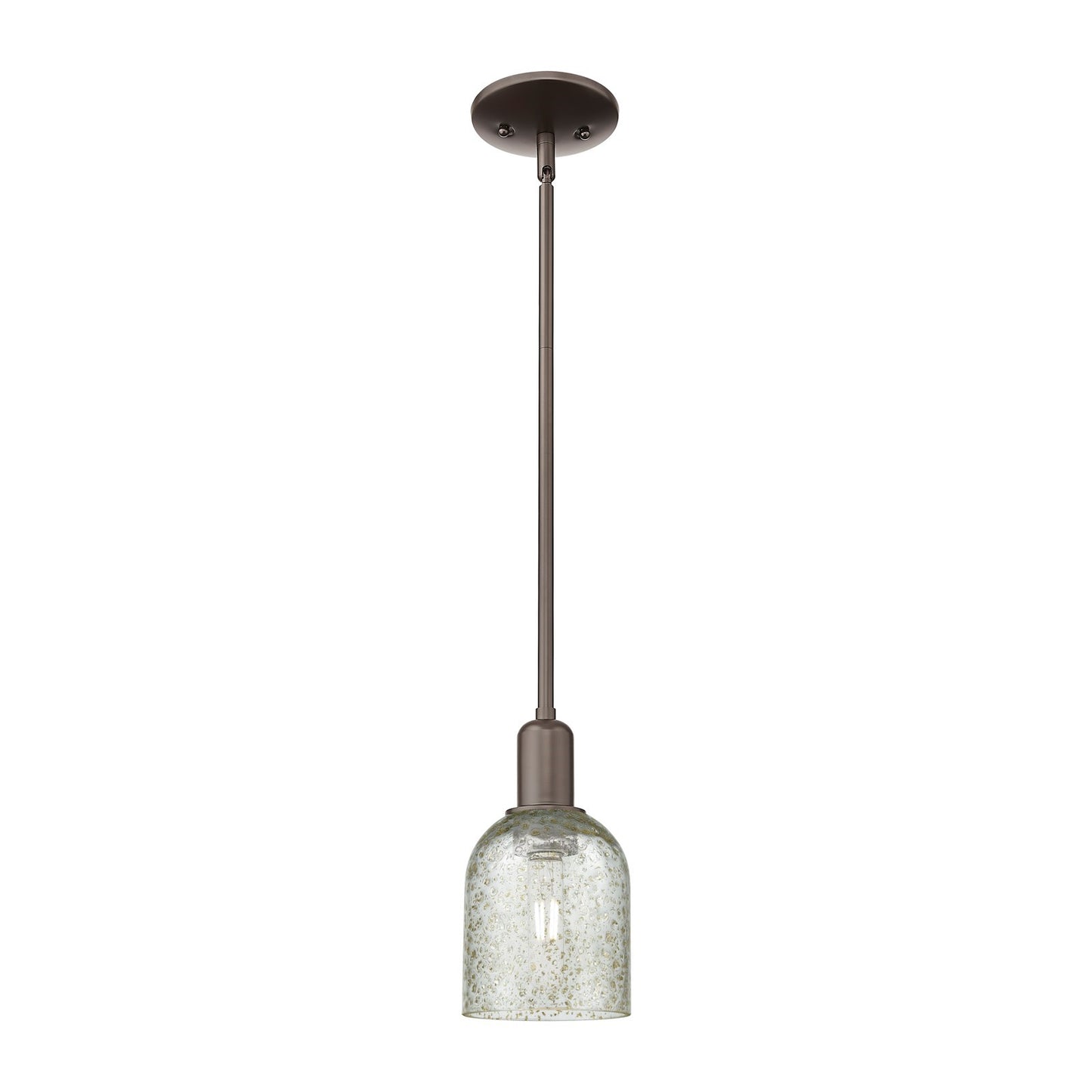 Innovations Caledonia 5in 1-Light Mini Pendant | Industrial Oil Rubbed Bronze Steel and Mica Glass | Kitchen Island & Dining Room | Model 716-1S-OB-G259