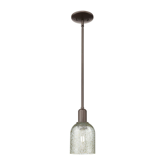 Innovations Caledonia 5in 1-Light Mini Pendant | Industrial Oil Rubbed Bronze Steel and Mica Glass | Kitchen Island & Dining Room | Model 716-1S-OB-G259