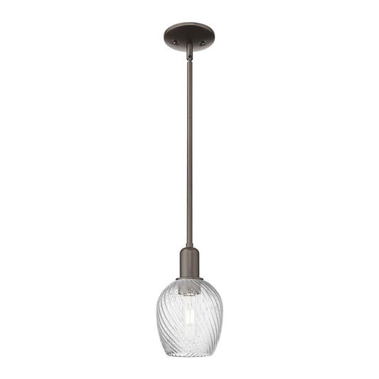 Innovations Salina 6in 1-Light Mini Pendant | Industrial Oil Rubbed Bronze Steel and Clear Spiral Fluted Glass | Kitchen Island & | Model 716-1S-OB-G292