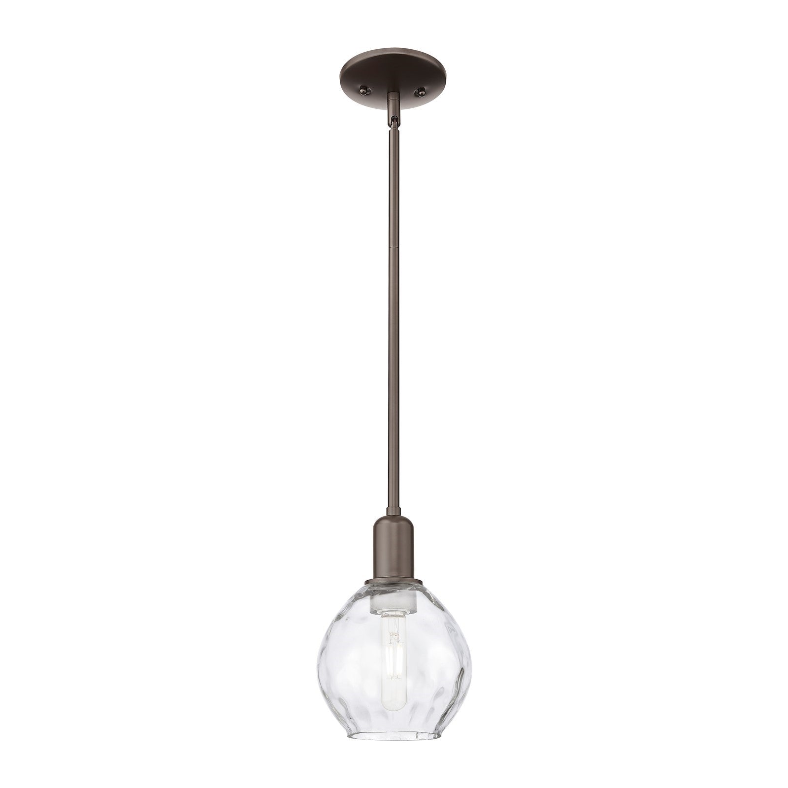 Innovations Waverly 6in 1-Light Mini Pendant | Industrial Oil Rubbed Bronze Steel and Clear Water Glass | Kitchen Island & Dining | Model 716-1S-OB-G362