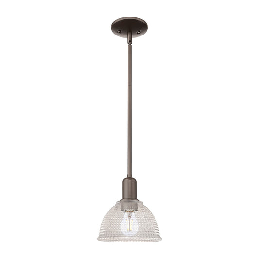 Innovations Arietta 8in 1-Light Mini Pendant | Industrial Oil Rubbed Bronze Steel and Clear Glass | Kitchen Island & Dining Room | Model 716-1S-OB-G422