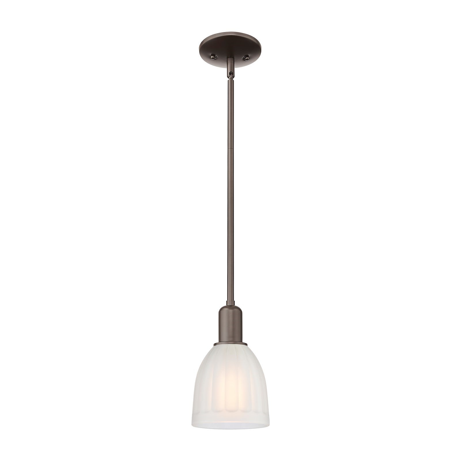 Innovations Brookfield 6in 1-Light Mini Pendant | Industrial Oil Rubbed Bronze and White Frosted Ribbed Glass | Kitchen Island | Model 716-1S-OB-G441