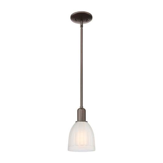 Innovations Brookfield 6in 1-Light Mini Pendant | Industrial Oil Rubbed Bronze and White Frosted Ribbed Glass | Kitchen Island | Model 716-1S-OB-G441