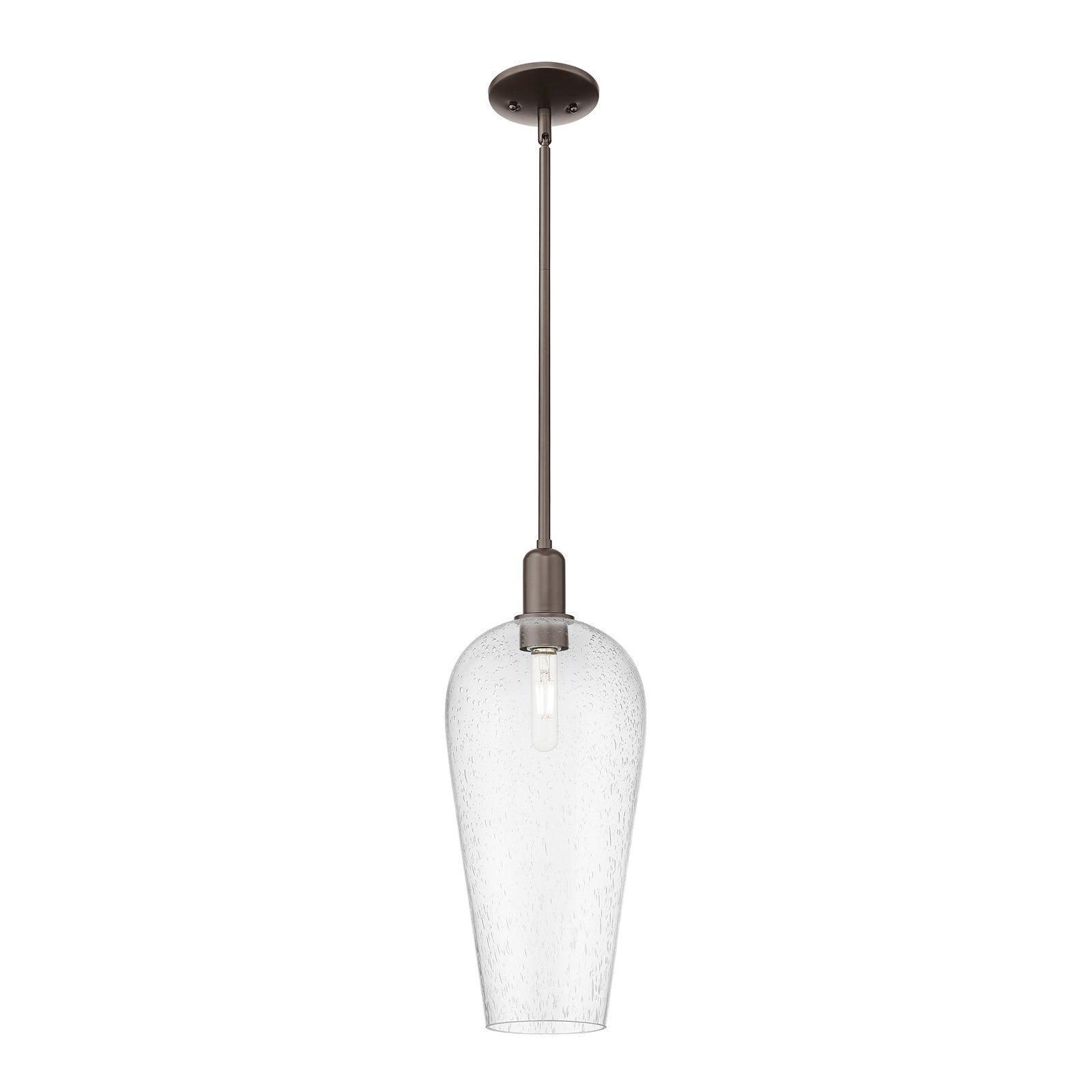 Innovations Chelsea 8in 1-Light Mini Pendant | Industrial Oil Rubbed Bronze Steel and Seedy Glass | Kitchen Island & Dining | Model 716-1S-OB-G456-8SDY