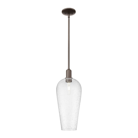 Innovations Chelsea 8in 1-Light Mini Pendant | Industrial Oil Rubbed Bronze Steel and Seedy Glass | Kitchen Island & Dining | Model 716-1S-OB-G456-8SDY