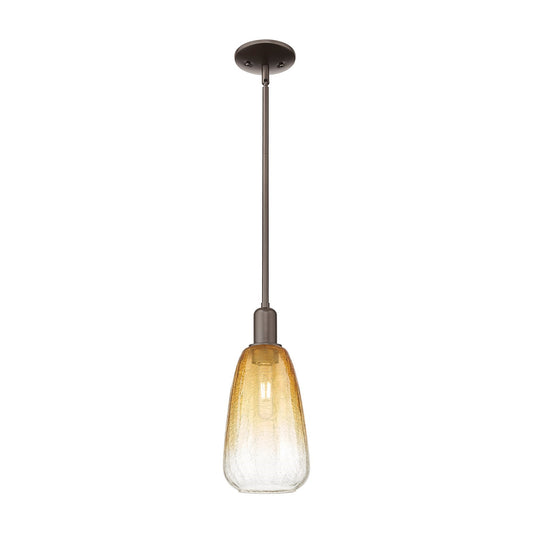Innovations Brookhaven Almond 6in 1-Light Mini Pendant | Industrial Oil Rubbed Bronze and Amber Glass | Kitchen Island & Dining | Model 716-1S-OB-G480-6AM