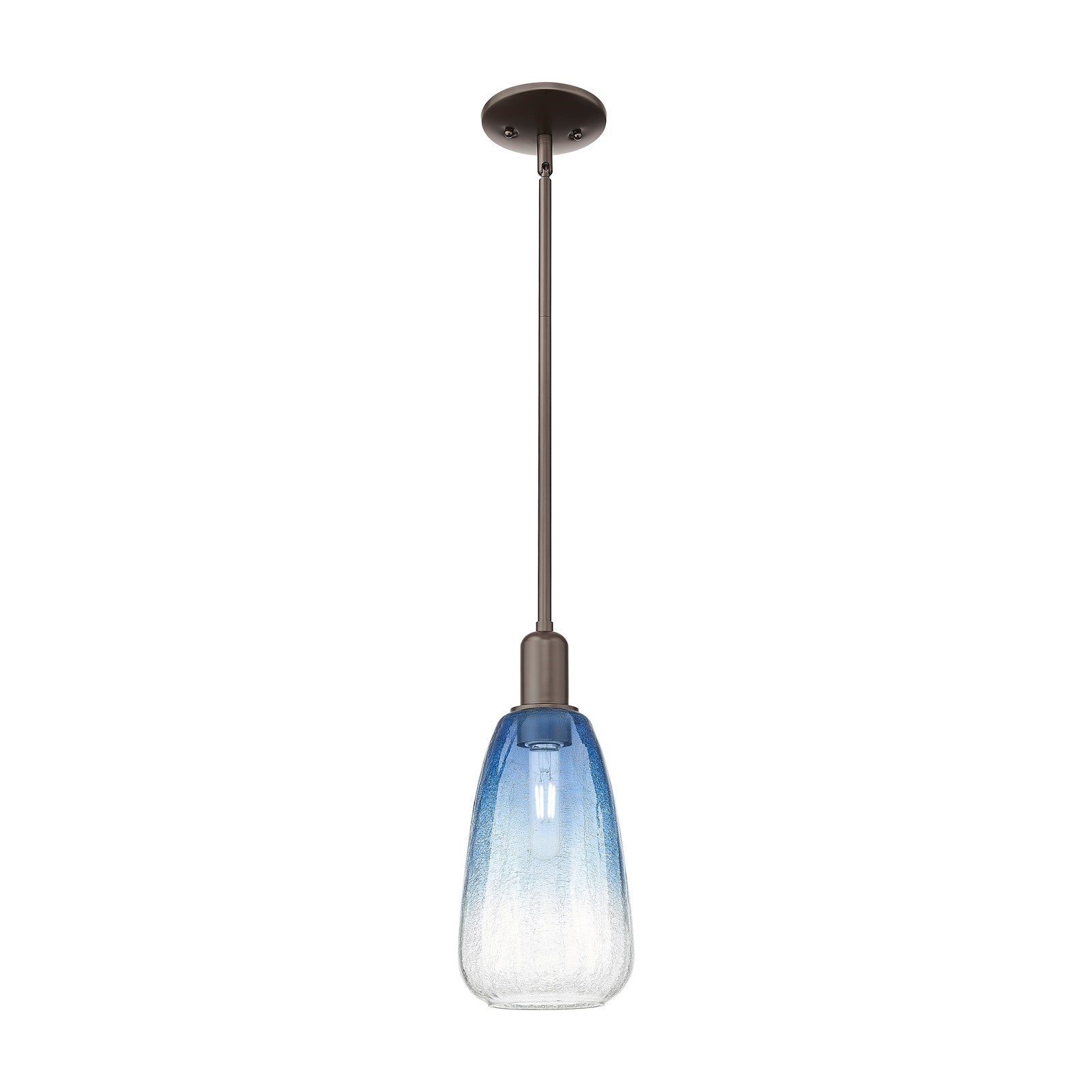 Innovations Brookhaven Almond 6in 1-Light Mini Pendant | Industrial Oil Rubbed Bronze and Sapphire Blue Glass | Kitchen Island | Model 716-1S-OB-G480-6SB