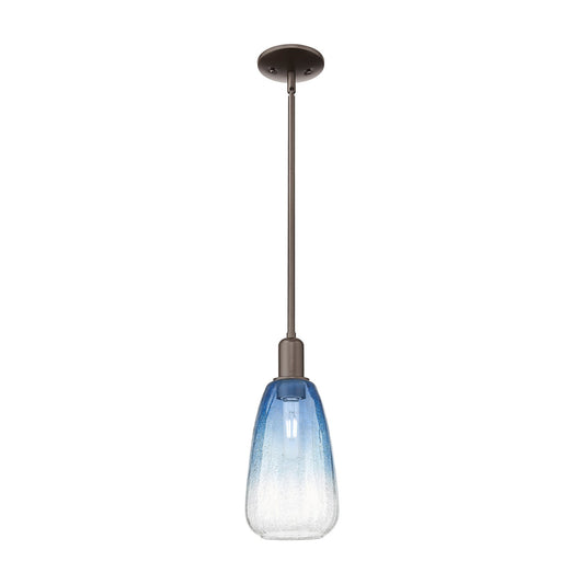Innovations Brookhaven Almond 6in 1-Light Mini Pendant | Industrial Oil Rubbed Bronze and Sapphire Blue Glass | Kitchen Island | Model 716-1S-OB-G480-6SB