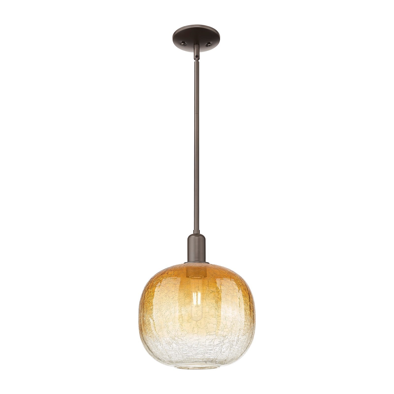 Innovations Brookhaven Sphere 10.5in 1-Light Mini Pendant | Industrial Oil Rubbed Bronze Steel and Amber Glass | Kitchen | Model 716-1S-OB-G481-10AM