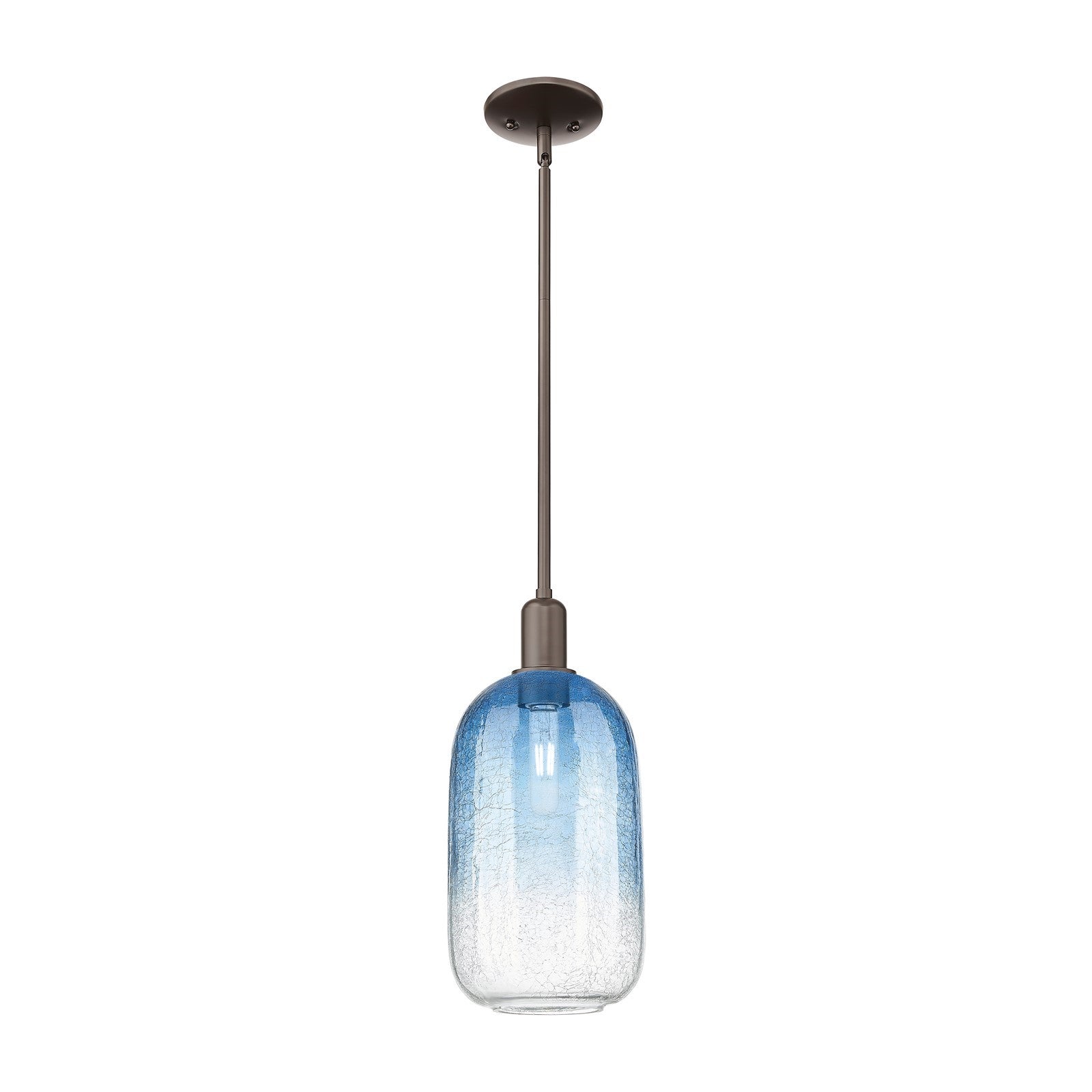 Innovations Brookhaven Cloche 7in 1-Light Mini Pendant | Industrial Oil Rubbed Bronze and Sapphire Blue Glass | Kitchen Island | Model 716-1S-OB-G482-7SB
