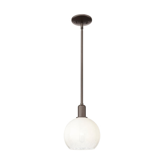 Innovations Brookhaven Globe 8in 1-Light Mini Pendant | Industrial Oil Rubbed Bronze Steel and Opal Glass | Kitchen Island & | Model 716-1S-OB-G483-8OP