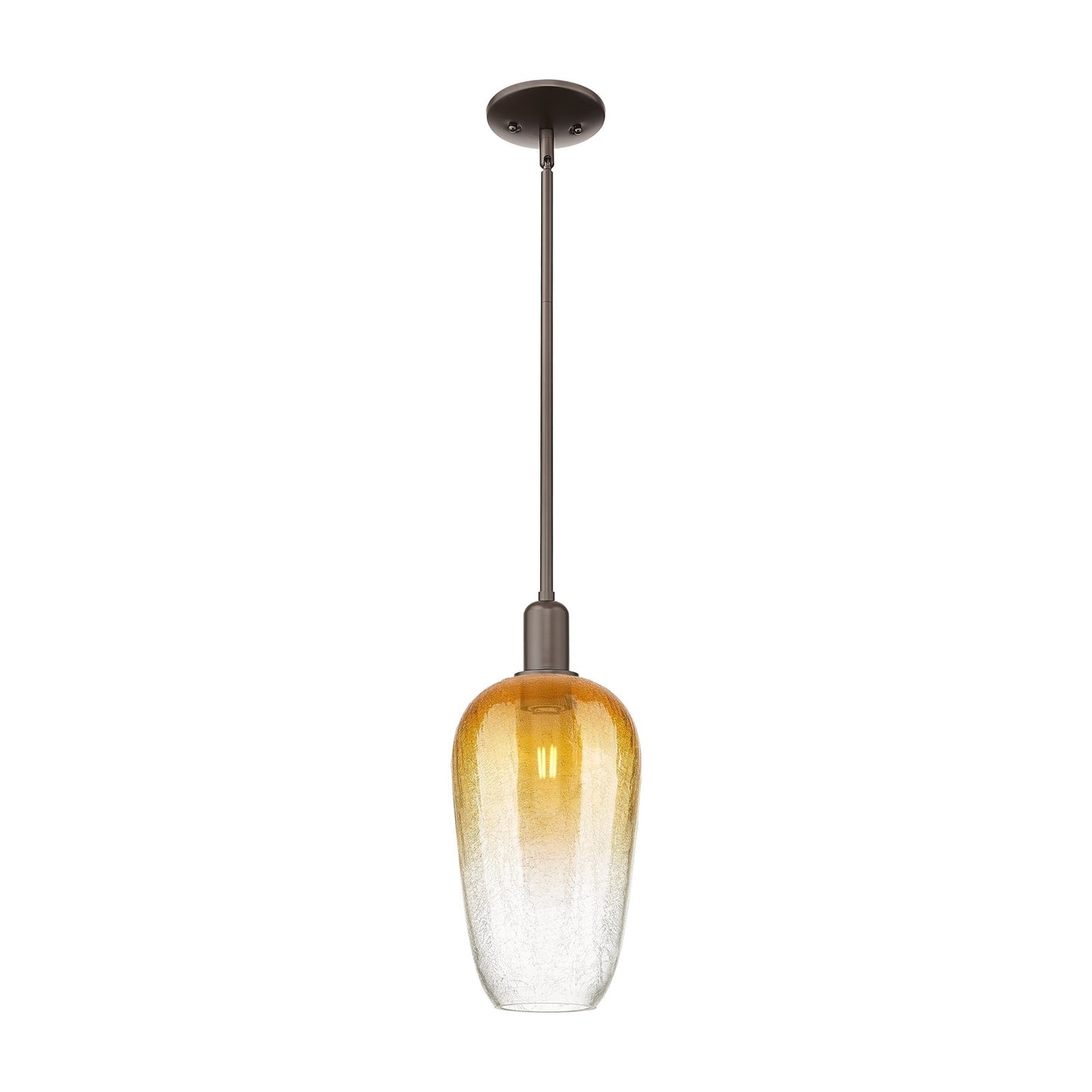 Innovations Brookhaven Flute 7in 1-Light Mini Pendant | Industrial Oil Rubbed Bronze Steel and Amber Glass | Kitchen Island & | Model 716-1S-OB-G484-7AM