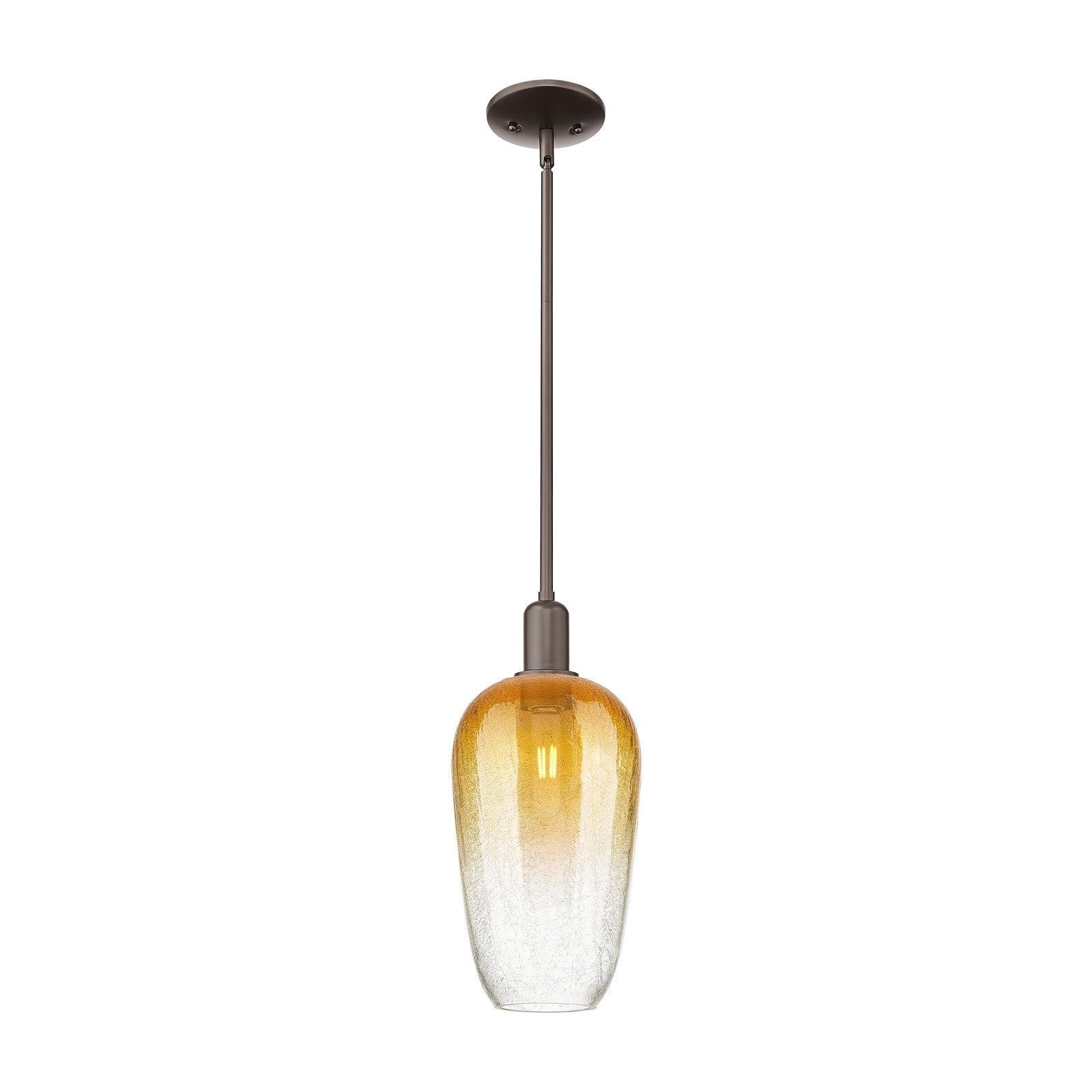 Innovations Brookhaven Flute 7in 1-Light Mini Pendant | Industrial Oil Rubbed Bronze Steel and Amber Glass | Kitchen Island & | Model 716-1S-OB-G484-7AM