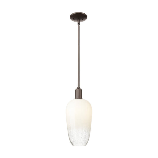 Innovations Brookhaven Flute 7in 1-Light Mini Pendant | Industrial Oil Rubbed Bronze Steel and Opal Glass | Kitchen Island & | Model 716-1S-OB-G484-7OP