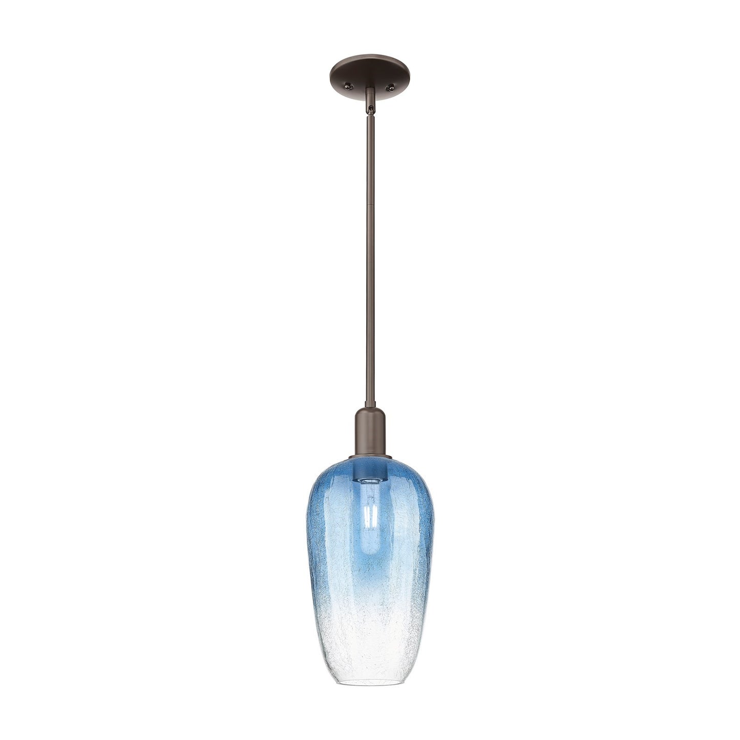 Innovations Brookhaven Flute 7in 1-Light Mini Pendant | Industrial Oil Rubbed Bronze and Sapphire Blue Glass | Kitchen Island & | Model 716-1S-OB-G484-7SB