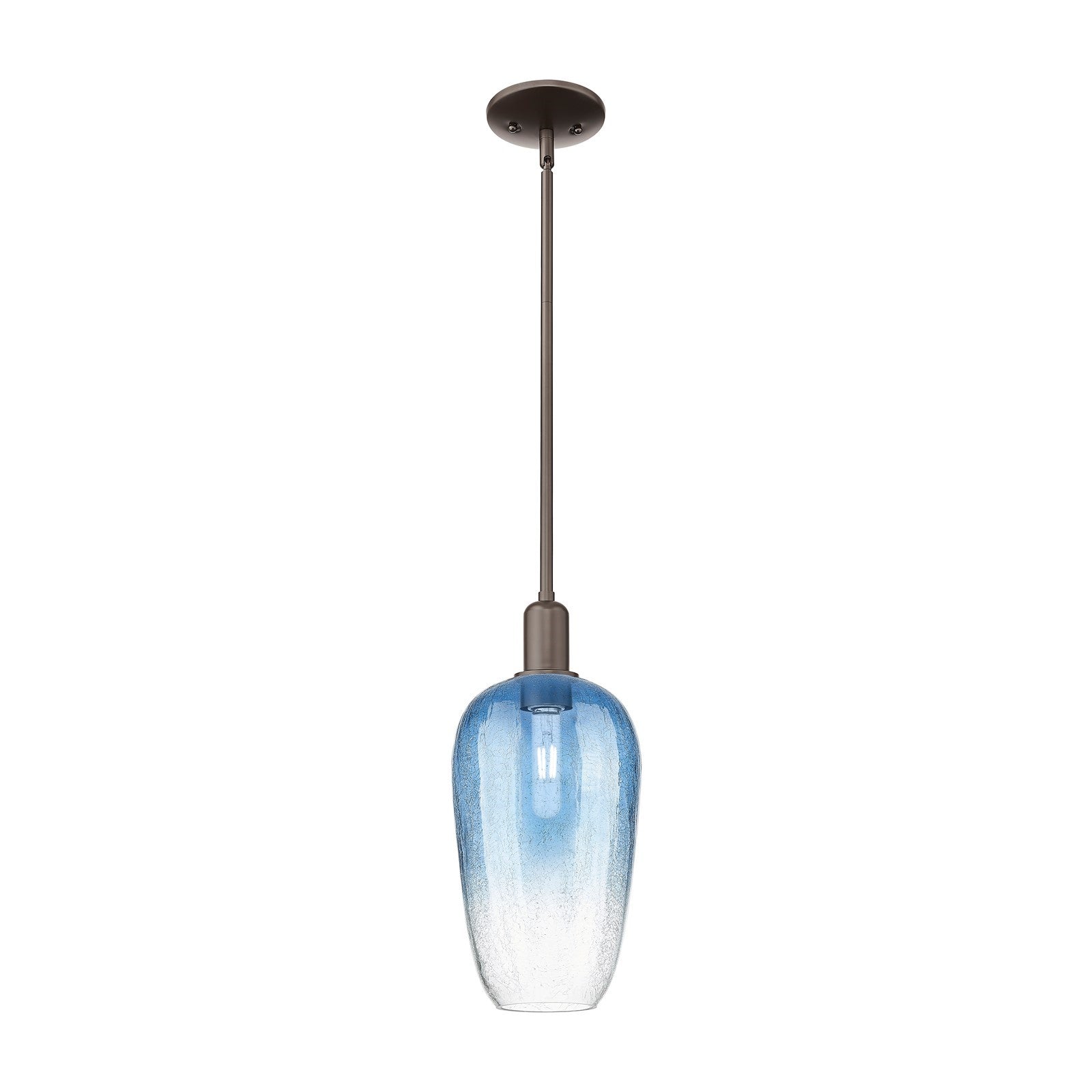 Innovations Brookhaven Flute 7in 1-Light Mini Pendant | Industrial Oil Rubbed Bronze and Sapphire Blue Glass | Kitchen Island & | Model 716-1S-OB-G484-7SB