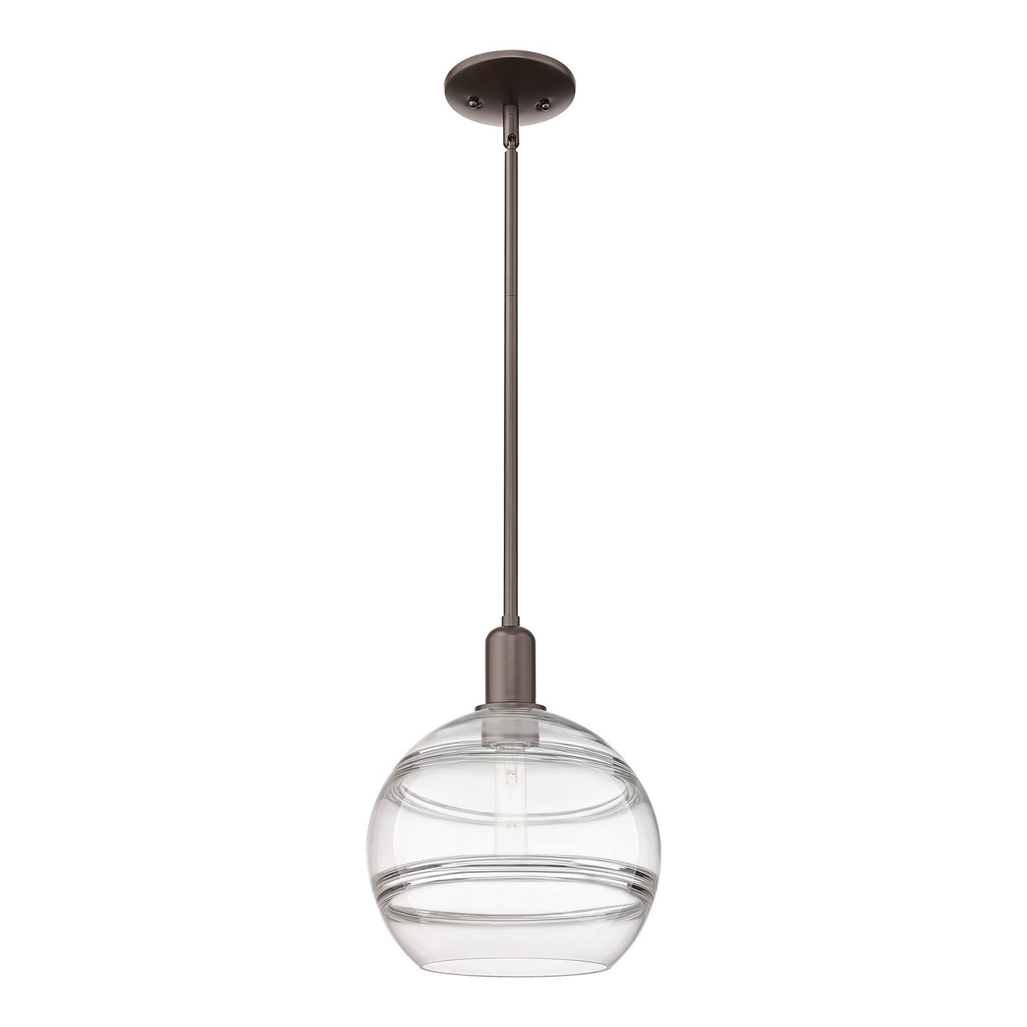 Innovations Rochester 10in 1-Light Mini Pendant | Industrial Oil Rubbed Bronze Steel and Clear Glass | Kitchen Island & Dining | Model 716-1S-OB-G556-10CL