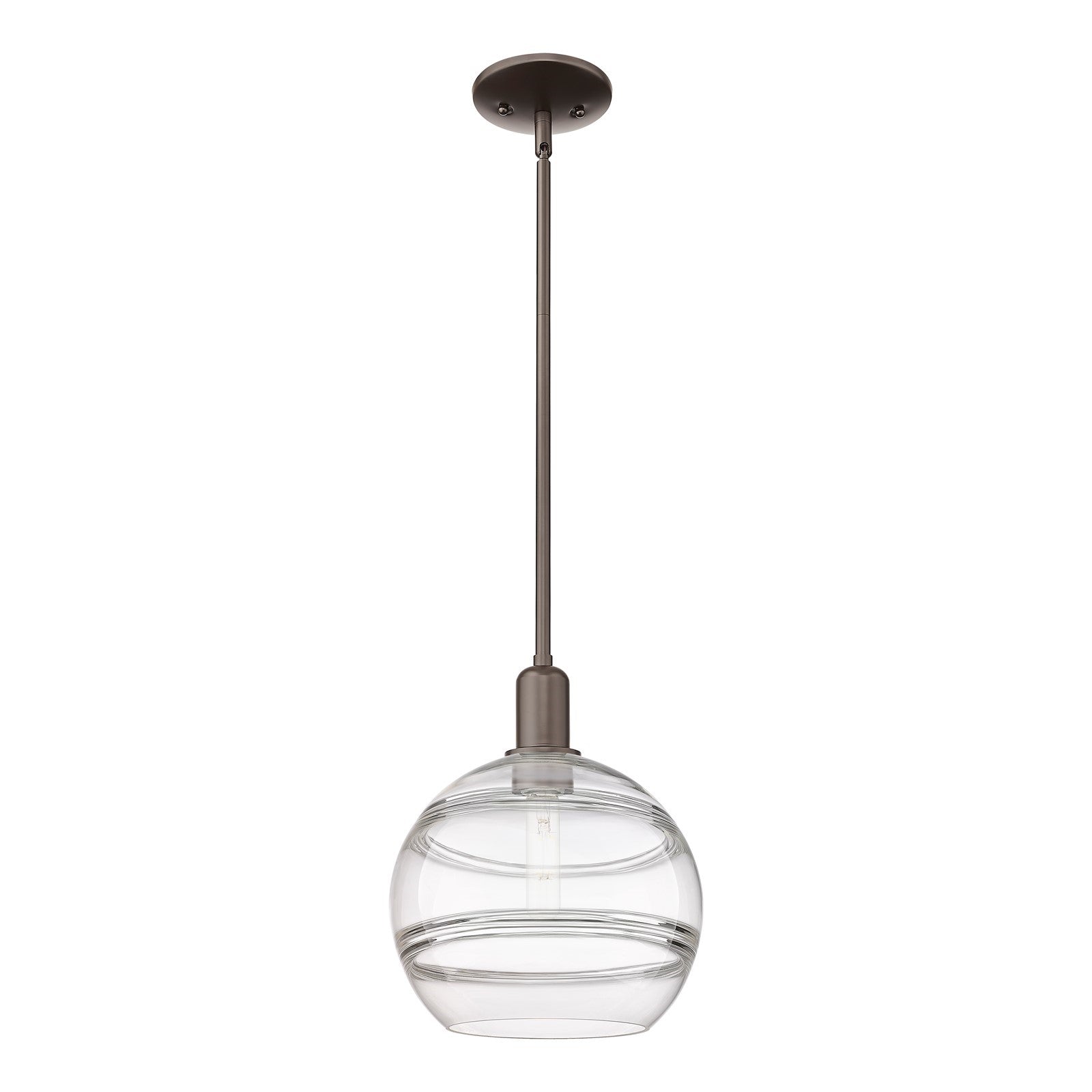 Innovations Rochester 10in 1-Light Mini Pendant | Industrial Oil Rubbed Bronze Steel and Clear Glass | Kitchen Island & Dining | Model 716-1S-OB-G556-10CL