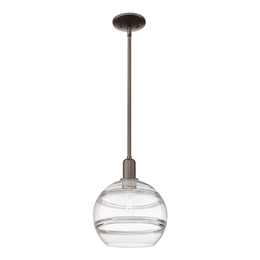 Innovations Rochester 10in 1-Light Mini Pendant | Industrial Oil Rubbed Bronze Steel and Clear Glass | Kitchen Island & Dining | Model 716-1S-OB-G556-10CL
