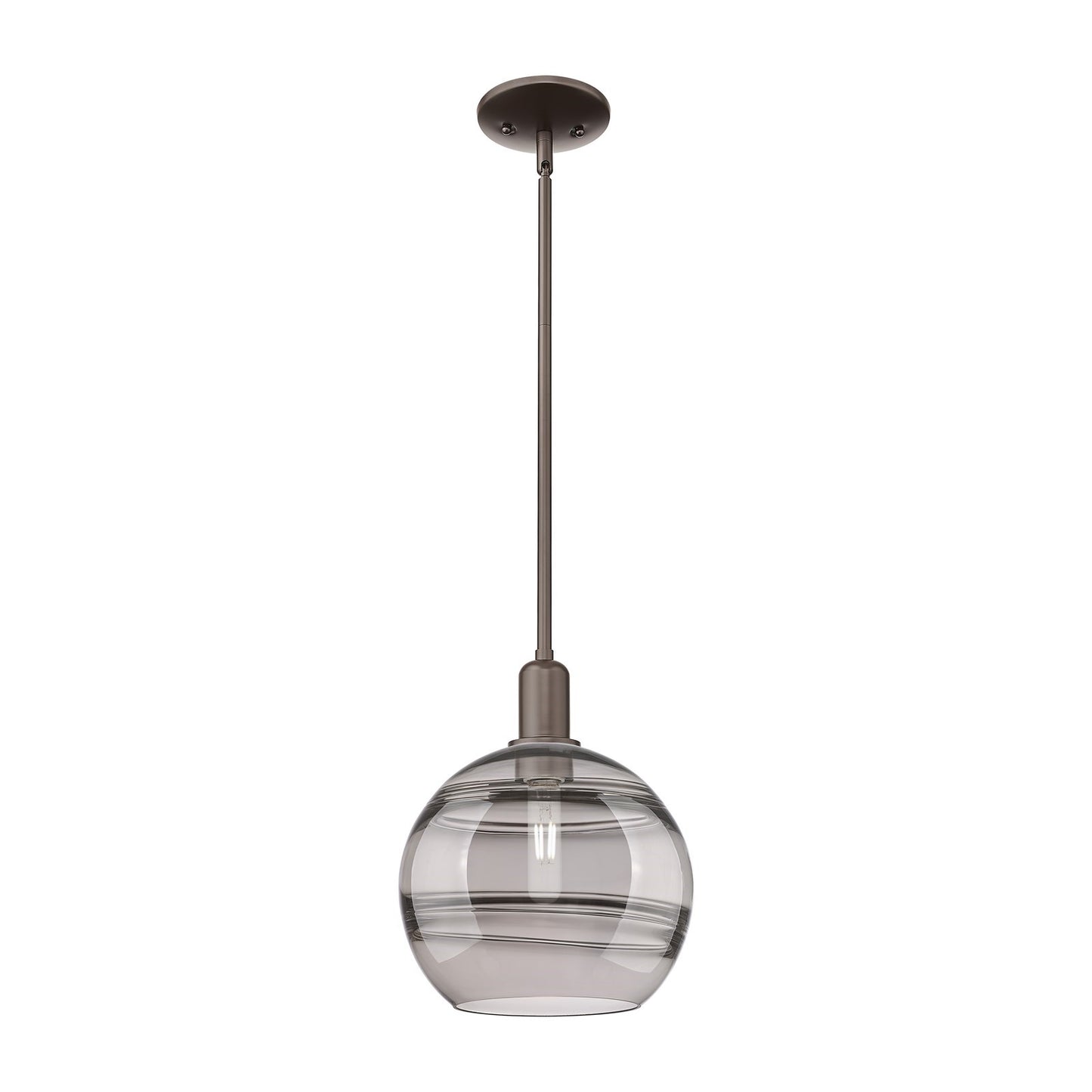 Innovations Rochester 10in 1-Light Mini Pendant | Industrial Oil Rubbed Bronze and Light Smoke Glass | Kitchen Island & Dining | Model 716-1S-OB-G556-10SM