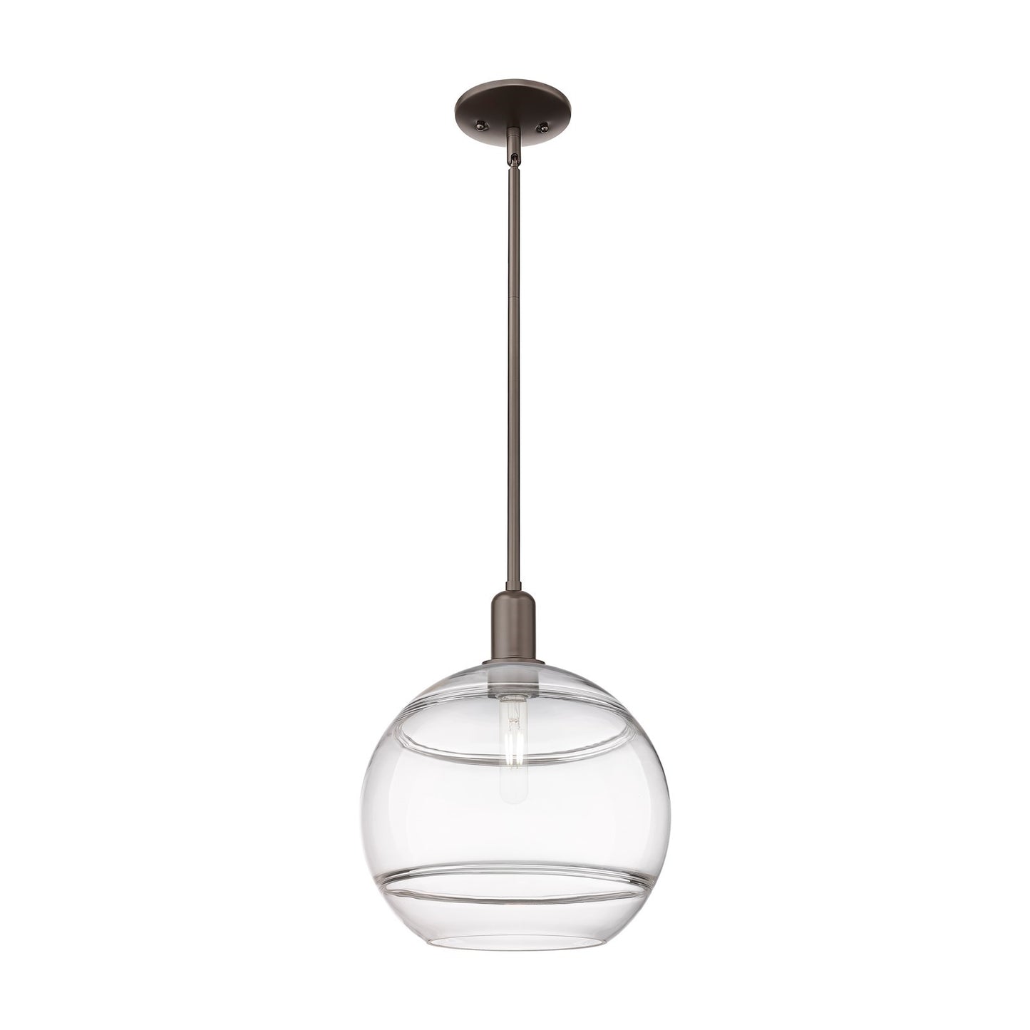 Innovations Rochester 12in 1-Light Mini Pendant | Industrial Oil Rubbed Bronze Steel and Clear Glass | Kitchen Island & Dining | Model 716-1S-OB-G556-12CL
