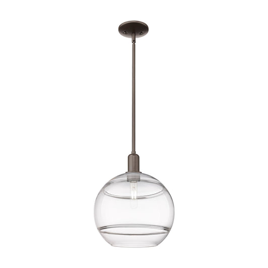 Innovations Rochester 12in 1-Light Mini Pendant | Industrial Oil Rubbed Bronze Steel and Clear Glass | Kitchen Island & Dining | Model 716-1S-OB-G556-12CL