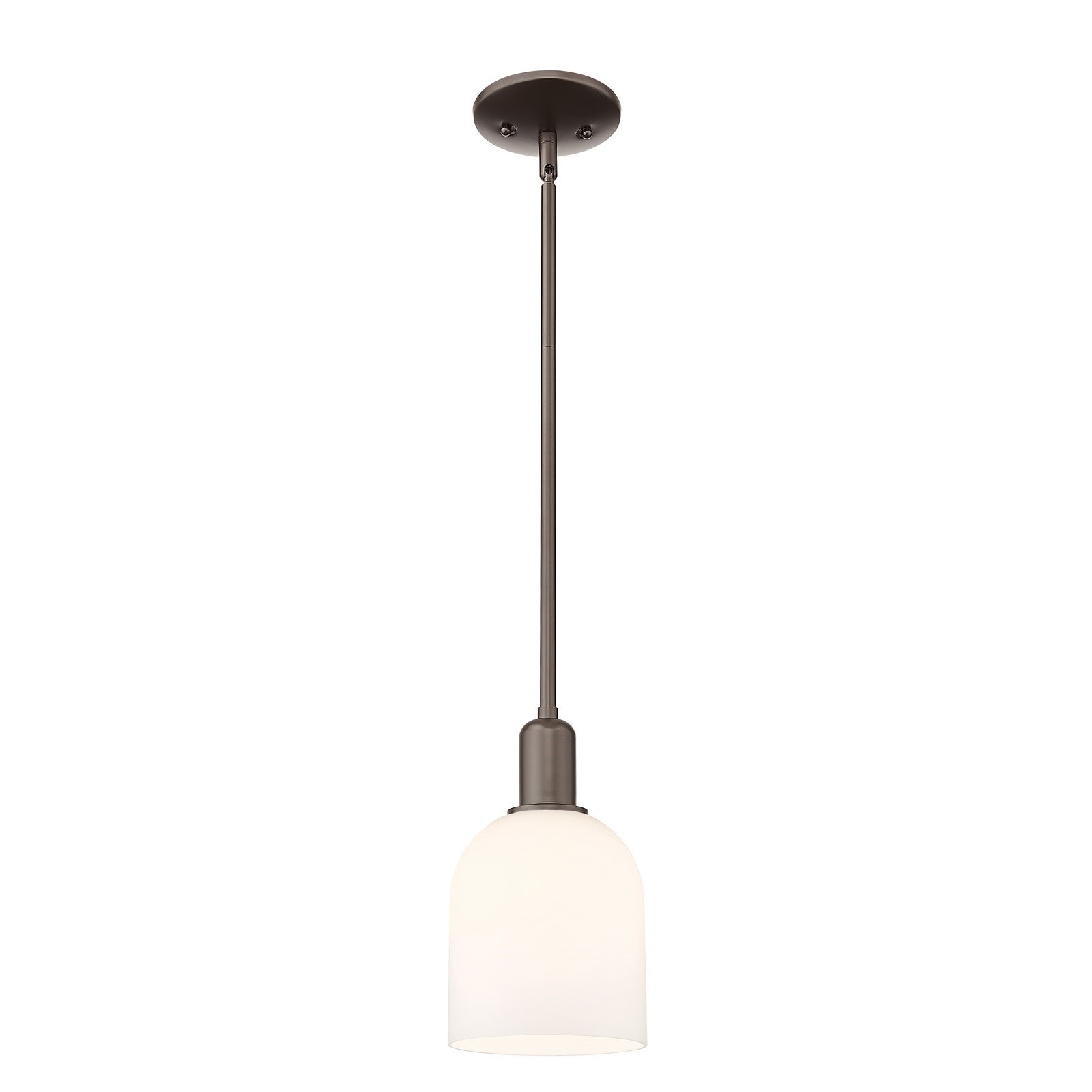Innovations Bella 6in 1-Light Mini Pendant | Industrial Oil Rubbed Bronze Steel and White Glass | Kitchen Island & Dining Room | Model 716-1S-OB-G558-6GWH