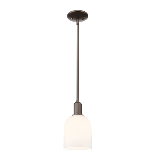 Innovations Bella 6in 1-Light Mini Pendant | Industrial Oil Rubbed Bronze Steel and White Glass | Kitchen Island & Dining Room | Model 716-1S-OB-G558-6GWH
